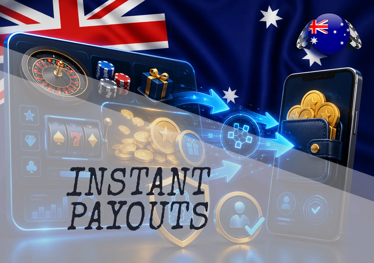 Instant payouts after casino bonuses in Australia with AUD, PayID-style transfer, verified account, and secure wallet